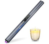 Briquet Électrique USB Rechargeable, Allume Bougie Électrique Long Tempête, Arc Coupe-Vent Sans Flamme pour Cuisine, Camping, Barbecue, Cheminée, Gazinière (Gris)