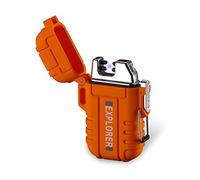 Briquet Électronique Double Arc Briquet Eectronique Rechargeable au Plasma sans Flamme Coupe-Vent Imperméable Mini Léger Portable Très Bon pour leTuyau de Bougie de Cigarette Cigarette