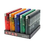 Briquet Electronique Gaz Rechargeable - Lot De 50 - Slim Multicouleur Transparent - FLAMECLUB