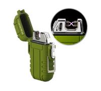 Briquet électronique rechargeable à double arc électrique, coloris olive Pearl