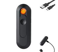 Briquet électronique rechargeable USB avec allumage à écran tactile - Briquet rechargeable par USB - Coupe-vent et rechargeable par USB - Briquet élégant (noir)