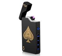 Briquet électronique USB - Briquet à arc électrique USB - Double arc électrique - Avec indicateur de batterie - Coupe-vent - Déclenchement par simple pression d'un bouton - Noir