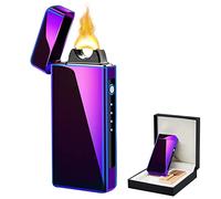 Briquet électronique USB - Briquet à Flammes électrique USB - Grande Flamme électrique - avec indicateur de Batterie - Briquet USB Plasma Rechargeable - Coupe-Vent (Colorées)