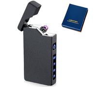 Briquet électronique USB - Briquet électrique USB - Double arc électrique - Avec indicateur de batterie - Coupe-vent - Avec boîte cadeau (noir mat)