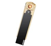 Briquet électronique USB Rechargeable, allumage par Tirette, Coupe-Vent, sans Flamme, Silencieux, à Profil Mince, Facile à Mettre dans Une boîte à Cigarettes (Color : Noir)