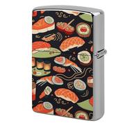 Briquet en métal pour sushi japonais - Coupe-vent - Vintage - Réutilisable - Pour homme - Pochette de protection portable double face
