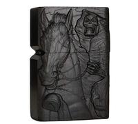 Briquet extérieur en bois d'ébène naturel sculpté pour kit d'insertion Zippo (squelette chevalier)