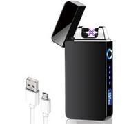 Briquet electrique Rechargeable USB - Briquet Electronique Double Arc - Briquet Tempete sans Flamme - Indicateur de Batterie - Compact et Leger