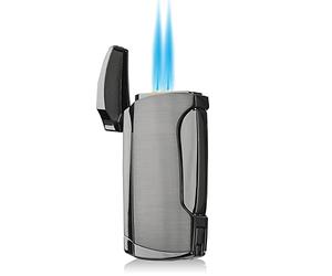 Briquet flamme double jet (nickel noir)
