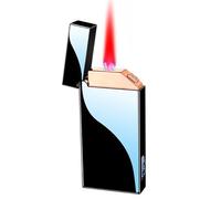 Briquet gonflable au butane intelligent et coupe-vent, portable, fenêtre d'air visible, flamme rouge coupe-vent, flamme réglable, adapté au camping en plein air, cadeau(C)