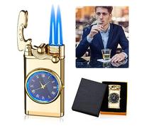 Briquet gonflable coupe-vent portable : briquet à tige Nizirioo avec cadran créatif, bras rocker, briquet double faisceau, cadeau pour homme, cadeau père, avec boîte cadeau
