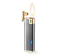 Briquet intelligent à commande vocale, avec 4 modes d'allumage (voix/soufflage/gravité/toucher), doté d'une fenêtre d'huile visible, corps en alliage de zinc(A)