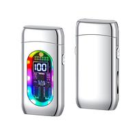 Briquet intelligent à commande vocale, plusieurs modes d'allumage, double flamme, conception coupe-vent, structure métallique portable et affichage LED.(E)