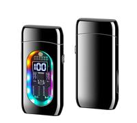 Briquet intelligent à commande vocale, plusieurs modes d'allumage, double flamme, conception coupe-vent, structure métallique portable et affichage LED.(D)