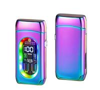 Briquet intelligent à commande vocale, plusieurs modes d'allumage, double flamme, conception coupe-vent, structure métallique portable et affichage LED.(C)