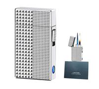 Briquet Intelligent à Double Flamme activé par la Voix, Capuchon à Rabat Classique avec Son, Briquet Pratique en métal gravé, Cadeau for Homme(Silver)