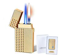 Briquet intelligent à double flamme avec plusieurs méthodes d'allumage (voix/flux d'air/tactile), évent transparent et taille de flamme réglable.(E)