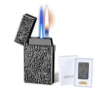 Briquet intelligent à double flamme avec plusieurs méthodes d'allumage (voix/flux d'air/tactile), évent transparent et taille de flamme réglable.(A)