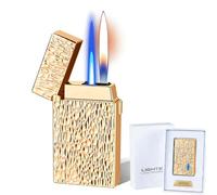 Briquet intelligent à double flamme avec plusieurs méthodes d'allumage (voix/flux d'air/tactile), évent transparent et taille de flamme réglable.(B)