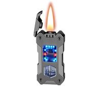 Briquet Intelligent à Induction par gravité, Briquet Hybride Huile-électrique, réutilisable, Coupe-Vent, Grande capacité, fenêtre à Huile Visible, Briquet en métal, Cadeau for Homme (Color : Silver)