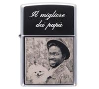 Briquet personnalisé créé à l’Aide d’Un Zip-po gravé - Votre Photo et/ou Texte gravé sur ce Briquet tempête argenté chromé - Briquet personnalisé High Polish avec Gravure Photo