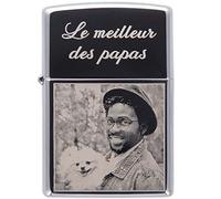 Briquet personnalisé créé à l’Aide d’Un Zippo gravé - Votre Photo et/ou Texte gravé sur ce Briquet Zippo tempête argenté chromé - Briquet personnalisé High Polish avec Gravure Photo