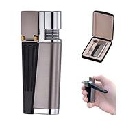 Briquet Portatif, Ensemble 2 en 1, Briquet à Pipe en Métal, Briquet à Flamme Nue Pliable Portatif, Gadget pour Homme pour Le Camping, Barbecue De Cuisine (Argent Style A)