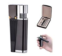 Briquet Portatif, Ensemble 2 en 1, Briquet à Pipe en Métal, Briquet à Flamme Nue Pliable Portatif, Gadget pour Homme pour Le Camping, Barbecue De Cuisine (Noir Style A)