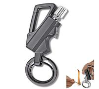Briquet Porte-clés avec allumettes à kérosène, réutilisable, for l'extérieur, Le Barbecue, Le Camping, l'alpinisme et la randonnée(Black)