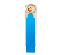 Briquet Rechargeable USB, Coupe-Vent, sans Flamme, personnalisé, Ultra Fin, Portable, avec Couvercle Coulissant(Blue)