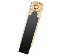 Briquet Rechargeable USB, Coupe-Vent, sans Flamme, personnalisé, Ultra Fin, Portable, avec Couvercle Coulissant(Black)