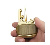 Briquet rétro à verrouillage rapide, briquet au kérosène en bois de santal antique de haute qualité, liquide pouvant être rechargé, adapté à une utilisation en extérieur et au camping (à l'exclusion d
