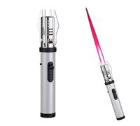 Briquet Sabre Laser, Briquet Coupe-Vent à gaz en métal, Torche Pistolet à Rayons, Briquet Torche à Jet, Briquet Lumineux Rechargeable, Briquet Barbecue, Briquet Gonflable extérieur (Argent) (Color :