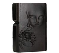 Briquet sculpté en bois d'ébène naturel noir - Boîtier extérieur pour kit d'insertion Zippo (Ksitigarbha Boddhisattva 1#)