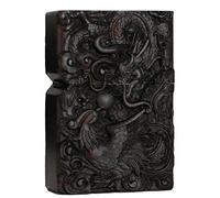 Briquet sculpté en bois d'ébène naturel noir pour kit d'insertion Zippo (Dragon Phoenix 2#)