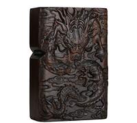 Briquet sculpté en bois d'ébène naturel noir pour kit d'insertion Zippo (dragon royal)