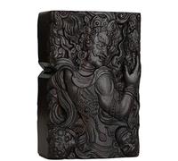 Briquet sculpté en bois d'ébène naturel noir pour kit d'insertion Zippo (Fudo Myo-o/Acalanatha 2#)
