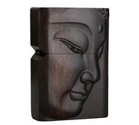 Briquet sculpté en bois d'ébène naturel noir pour kit d'insertion Zippo (Shakyamuni Amitabha Bouddha 2#)