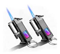 Briquet tempête 3 en 1 avec décapsuleur et porte-clés - En métal - Coupe-vent - Pour bougies, cuisine, camping, cheminées - Cadeau pour homme - Sans gaz butane