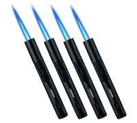 Briquet Tempête: 4 Pièces Jet Flamme Recharge Gaz Briquet, 15,4 cm Coupe-Vent à Long Bâton, Allume Gaz pour Bougies, Cuisine, Camping, Barbecue, Cheminée, Noir (Vendu sans Gaz)