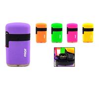 Briquet Tempête Chalumeau fluo 2 flammes Prof Rechargeable gaz Réglable (rose)