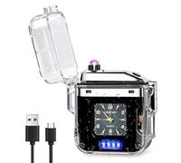 Briquet Tempête Électrique USB Rechargeable, Éclairage LED, Protection Contre l'eau IP56, Double Arc pour Cadeau Homme (Noir)