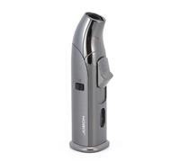 Briquet tempête portable coupe-vent rechargeable au gaz butane, flamme bleue réglable, allume feu briquet puissant avec accroche, cadeau extérieur (noir)