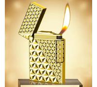 Briquet Torche Coupe-Vent réglable à Flamme Douce, Briquet de Luxe Haut de Gamme for Homme, allumage par glissière latérale, gaz Butane Rechargeable, élégant, adapté aux Bougies, Cigarettes, cigares,