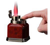 Briquet Torche en Métal de Table Rechargeable Gaz Butane Flamme Rouge Allume-Cigare Coupe-Vent pour la Décoration de la Maison Cuisine BBQ