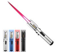 Briquet torche grand format, coupe-vent, avec interrupteur de verrouillage de flamme, briquet à feu direct, rechargeable au butane, flamme réglable, adapté au camping et à l'extérieur(B)