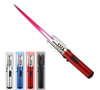 Briquet torche grand format, coupe-vent, avec interrupteur de verrouillage de flamme, briquet à feu direct, rechargeable au butane, flamme réglable, adapté au camping et à l'extérieur(D)