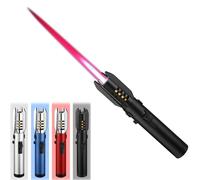 Briquet torche grand format, coupe-vent, avec interrupteur de verrouillage de flamme, briquet à feu direct, rechargeable au butane, flamme réglable, adapté au camping et à l'extérieur(A)