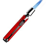 Briquet Torche Solaire en métal, Portable et Coupe-Vent, Triple Flamme, Flamme réglable, idéal for Le Camping, Les Bougies et Les Cadeaux d'extérieur(Red)