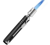 Briquet Torche Solaire en métal, Portable et Coupe-Vent, Triple Flamme, Flamme réglable, idéal for Le Camping, Les Bougies et Les Cadeaux d'extérieur(Black)